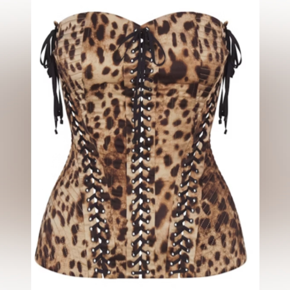 DOLCE & GABANNA X SKIMS Silk Lace Up Corset Top Size Large